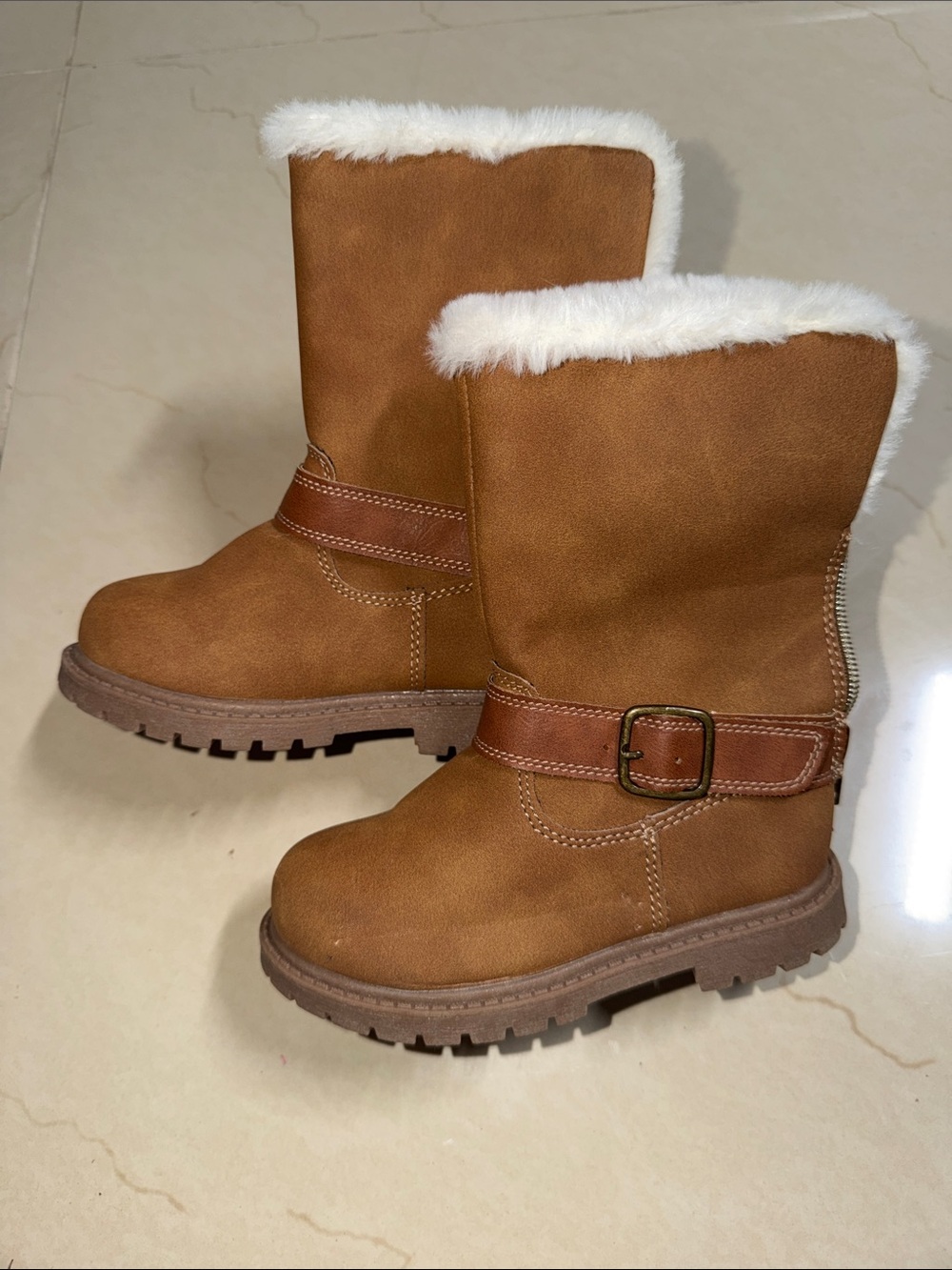 Carter's Brown Faux-Fur Lined Buckle Kids Boots